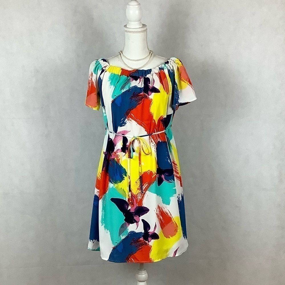 Sz M Hello Miz Multicolored Retro Maternity Dress